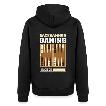Backgammon Brettspiel Backgammon Spieler Geschenk - Unisex Premium Bio Zip Hoodie - Schwarz - Hinten - Nico (187cm)