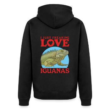 Iguana Reptile Lizard Iguanas Gift - Unisex Premium Organic Zip Hoodie - black - Back - Nico (187cm)