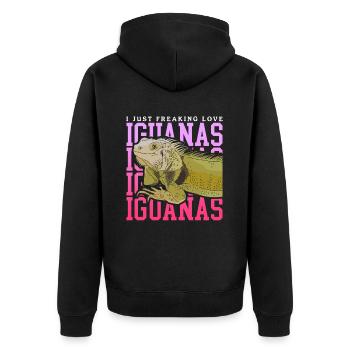 Iguana Lizard Reptile Iguanas Gift - Unisex Premium Organic Zip Hoodie - black - Back - Nico (187cm)