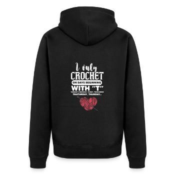 Crochet Knitting Sewing Seamstress Gift - Unisex Premium Organic Zip Hoodie - black - Back - Nico (187cm)