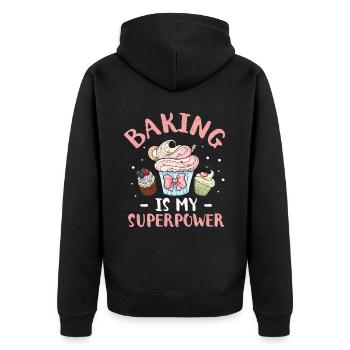 Cupcake - Unisex Premium Bio Zip Hoodie - Schwarz - Hinten - Nico (187cm)