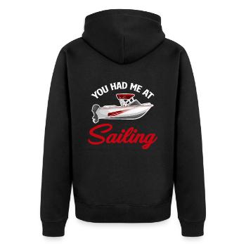 You had me sailing, funny - Unisex Premium Organic Zip Hoodie - black - Back - Nico (187cm)