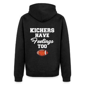 Kickers also have feelings - Unisex Premium Organic Zip Hoodie - black - Back - Nico (187cm)