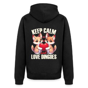 Dingo-Hund Westaustralien Australischer Dingo-Liebhaber - Unisex Premium Bio Zip Hoodie - Schwarz - Hinten - Nico (187cm)