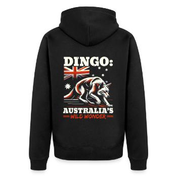 Dingo Dog Western Australia Australian Dingo Lover - Unisex Premium Organic Zip Hoodie - black - Back - Nico (187cm)