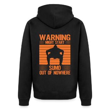 L’avertissement pourrait déclencher le sumo de nulle part - Veste à capuche bio Premium Unisexe - noir - Dos - Nico (187cm)