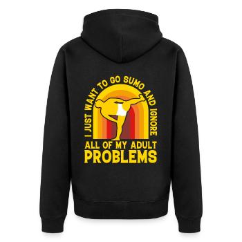 Ich will einfach nur Sumo gehen und alle meine erwachsenen - Unisex Premium Bio Zip Hoodie - Schwarz - Hinten - Nico (187cm)