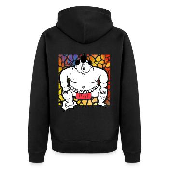 Sumo - Unisex Premium Bio Zip Hoodie - Schwarz - Hinten - Nico (187cm)