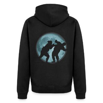 Sumo - Unisex Premium Bio Zip Hoodie - Schwarz - Hinten - Nico (187cm)