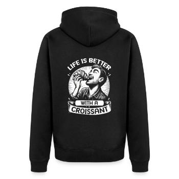 Croissant France Food Foodie Petit-déjeuner français - Veste à capuche bio Premium Unisexe - noir - Dos - Nico (187cm)