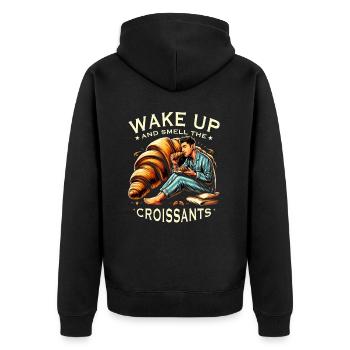 Croissant France Food Foodie Petit-déjeuner français - Veste à capuche bio Premium Unisexe - noir - Dos - Nico (187cm)
