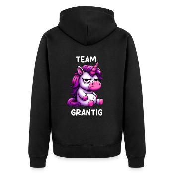 Team Grantig - Unisex Premium Bio Zip Hoodie - Schwarz - Hinten - Nico (187cm)