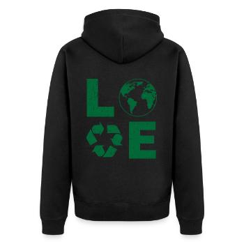 Jour de la Terre – Love Recycle World Respectueux de l’environnement - Veste à capuche bio Premium Unisexe - noir - Dos - Nico (187cm)