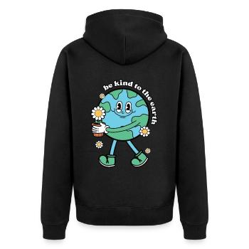 Earth Day – Be kind to the Earth. - Unisex Premium Organic Zip Hoodie - black - Back - Nico (187cm)