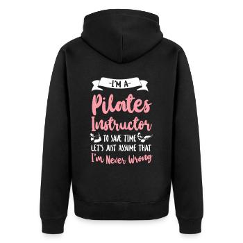 Pilates Instructor Teacher I'm A - Unisex Premium Bio Zip Hoodie - Schwarz - Hinten - Nico (187cm)
