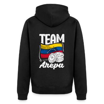 Arepas Colombien Venezuela Nourriture - Veste à capuche bio Premium Unisexe - noir - Dos - Nico (187cm)