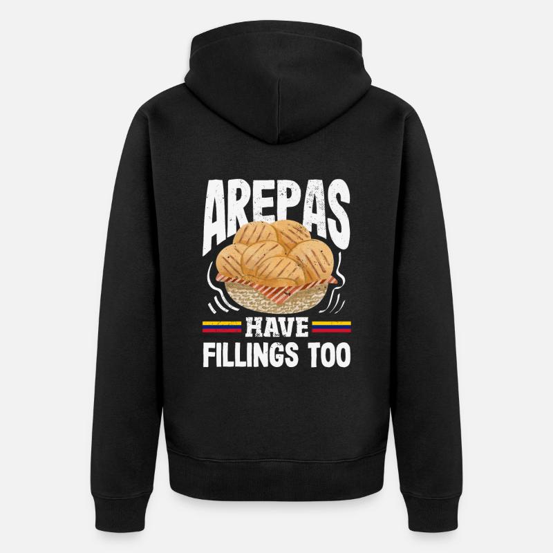 Arepas Colombien Venezuela Nourriture - Veste à capuche bio Premium Unisexe - noir