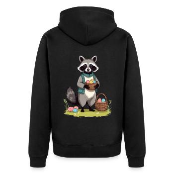 Oeufs de Pâques drôles mignons de costume de raton laveur - Veste à capuche bio Premium Unisexe - noir - Dos - Nico (187cm)