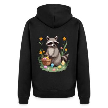 Funny Raccoon Costume Cute Easter Eggs - Unisex Premium Organic Zip Hoodie - black - Back - Nico (187cm)
