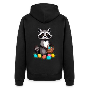 Funny Raccoon Costume Cute Easter Eggs - Unisex Premium Organic Zip Hoodie - black - Back - Nico (187cm)