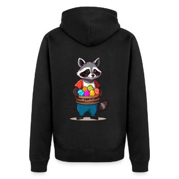 Funny Raccoon Costume Cute Easter Eggs - Unisex Premium Organic Zip Hoodie - black - Back - Nico (187cm)