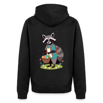 Funny Raccoon Costume Cute Easter Eggs - Unisex Premium Organic Zip Hoodie - black - Back - Nico (187cm)
