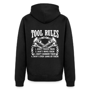Tuning Auto Reparaturen Autos Mechaniker Werkzeuge - Unisex Premium Bio Zip Hoodie - Schwarz - Hinten - Nico (187cm)