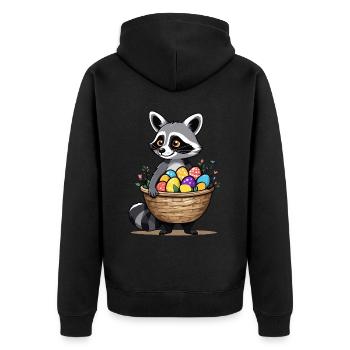 Funny Raccoon Costume Cute Easter Eggs - Unisex Premium Organic Zip Hoodie - black - Back - Nico (187cm)
