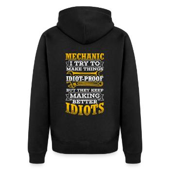 Mécanicien J’essaie de rendre les choses infaillibles. - Veste à capuche bio Premium Unisexe - noir - Dos - Nico (187cm)