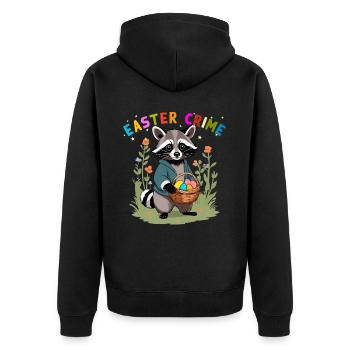 Lustiges Waschbär Osterhasen & Ostereier Design - Unisex Premium Bio Zip Hoodie - Schwarz - Hinten - Nico (187cm)