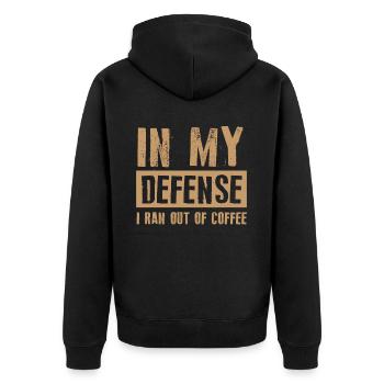 Dad Dad Coffee Funny Dad In My Defense - Unisex Premium Organic Zip Hoodie - black - Back - Nico (187cm)