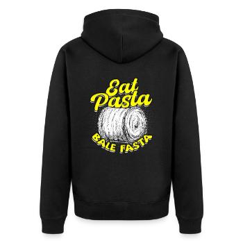 Landwirt Heuballen Eat Pasta Bale Fasta - Unisex Premium Bio Zip Hoodie - Schwarz - Hinten - Nico (187cm)