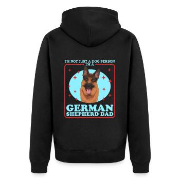German Shepherd Dad German Shepherd Gift - Unisex Premium Organic Zip Hoodie - black - Back - Nico (187cm)