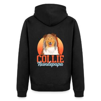 Collie chien papa cheveux longs Collie chiens cadeau - Veste à capuche bio Premium Unisexe - noir - Dos - Nico (187cm)