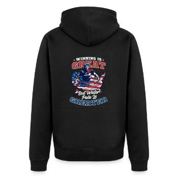 Gagner au water-polo, c’est grand, au water-polo plus grand - Veste à capuche bio Premium Unisexe - noir - Dos - Nico (187cm)