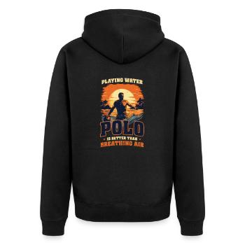 Le water-polo joue mieux que respire - Veste à capuche bio Premium Unisexe - noir - Dos - Nico (187cm)