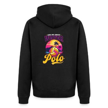 Water-polo Posez-moi des questions sur le water-polo - Veste à capuche bio Premium Unisexe - noir - Dos - Nico (187cm)