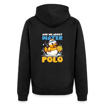 Water-polo Posez-moi des questions sur le water-polo - Veste à capuche bio Premium Unisexe - noir - Dos - Nico (187cm)