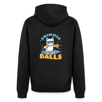 Nageur de water-polo avec des ballons - Veste à capuche bio Premium Unisexe - noir - Dos - Nico (187cm)