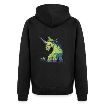 Einhorn Halloween Japanisches Einhorn - Unisex Premium Bio Zip Hoodie - Schwarz - Hinten - Nico (187cm)