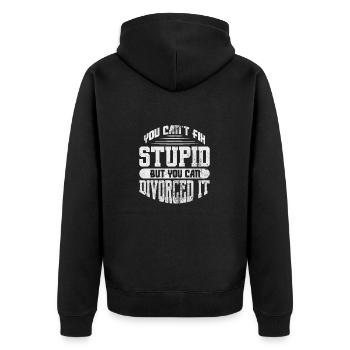 Scheidung - Unisex Premium Bio Zip Hoodie - Schwarz - Hinten - Nico (187cm)