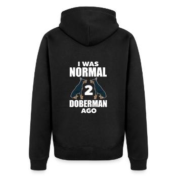 Doberman Dog Dogs Pet Gift - Unisex Premium Organic Zip Hoodie - black - Back - Nico (187cm)