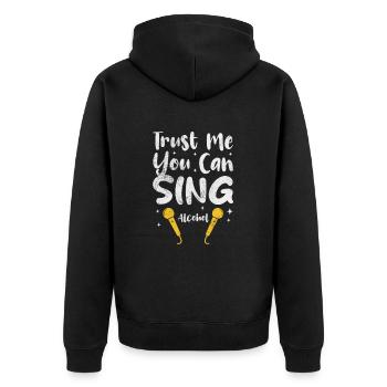Sänger - Unisex Premium Bio Zip Hoodie - Schwarz - Hinten - Nico (187cm)