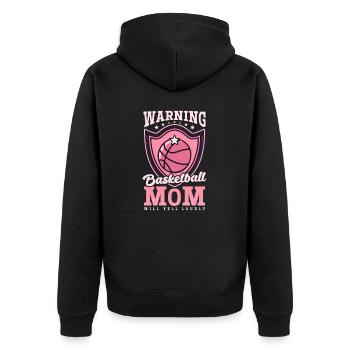 Basketball-Mama-Warnung wird laut schreien - Unisex Premium Bio Zip Hoodie - Schwarz - Hinten - Nico (187cm)