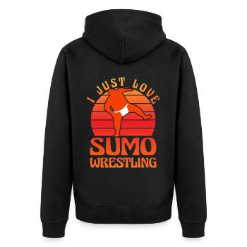 J’adore la lutte sumo - Veste à capuche bio Premium Unisexe - noir - Dos - Nico (187cm)