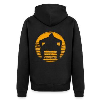 Sumo - Unisex Premium Bio Zip Hoodie - Schwarz - Hinten - Nico (187cm)