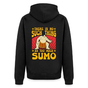 Es gibt nicht zu viel Sumo - Unisex Premium Bio Zip Hoodie - Schwarz - Hinten - Nico (187cm)