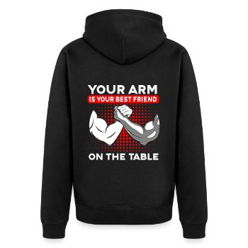 Arm Wrestling Armwrestling Arm Wrestler - Unisex Premium Organic Zip Hoodie - black - Back - Nico (187cm)