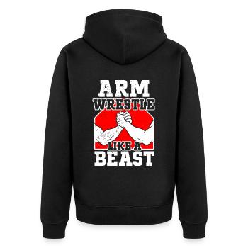 Arm Wrestling Armwrestling Arm Wrestler - Unisex Premium Organic Zip Hoodie - black - Back - Nico (187cm)