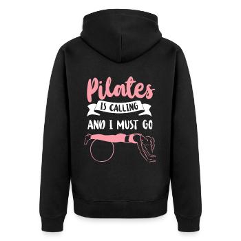 Pilates Instructor Teacher Pilates - Unisex Premium Bio Zip Hoodie - Schwarz - Hinten - Nico (187cm)